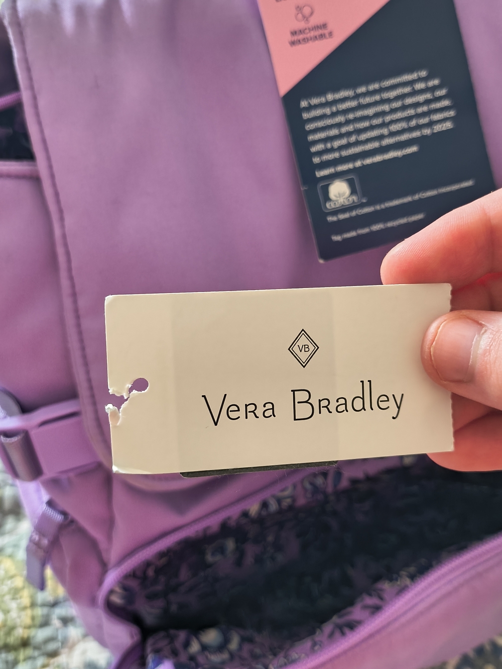 Vera Bradley Lavender Purple Utility Backpack - Picture 5 of 9